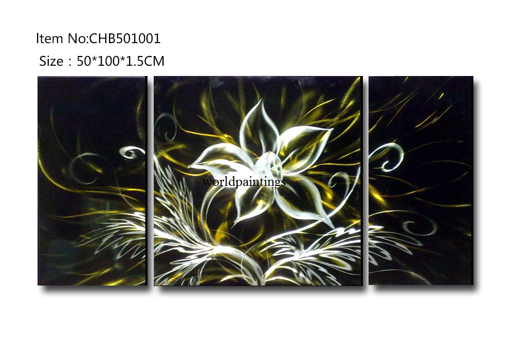 ציור אלומיניום פרח בגוונים שחור לבן וצהוב